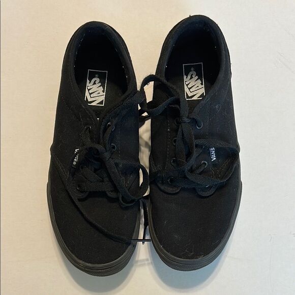 VANS Off The Wall Black Canvas Skateboarding Sneakers Lace Up Size 4.5 Youth - Picture 2 of 10